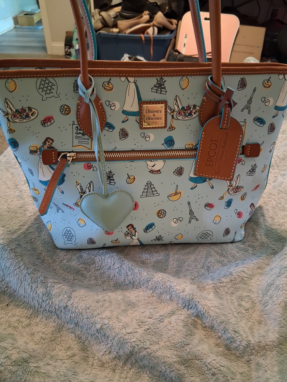 Dooney & Bourke Women's Light Blue Epcot Print Tote Bag